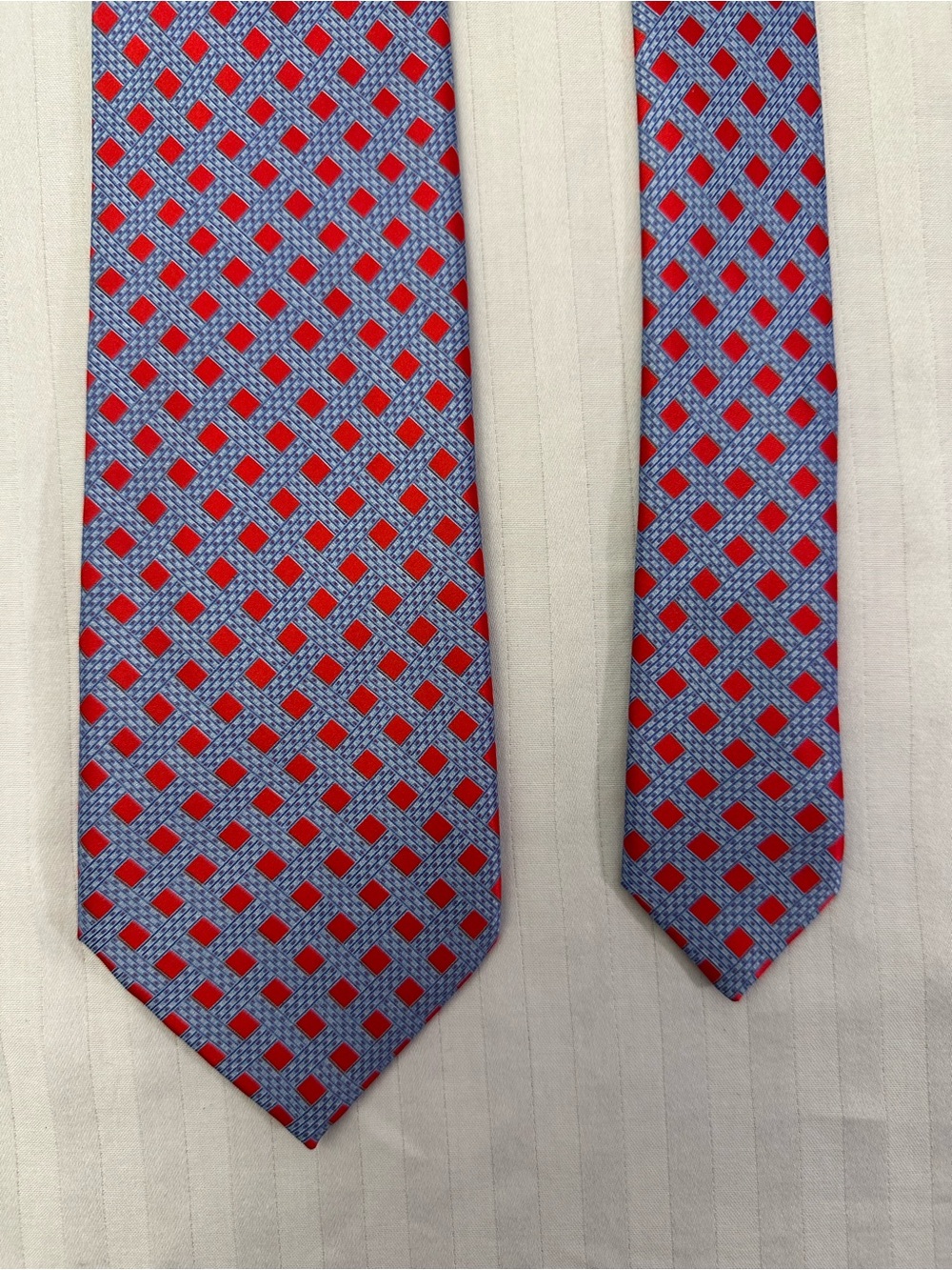 Stefano Ricci Red Blue Geometric Silk Tie Made in Italy